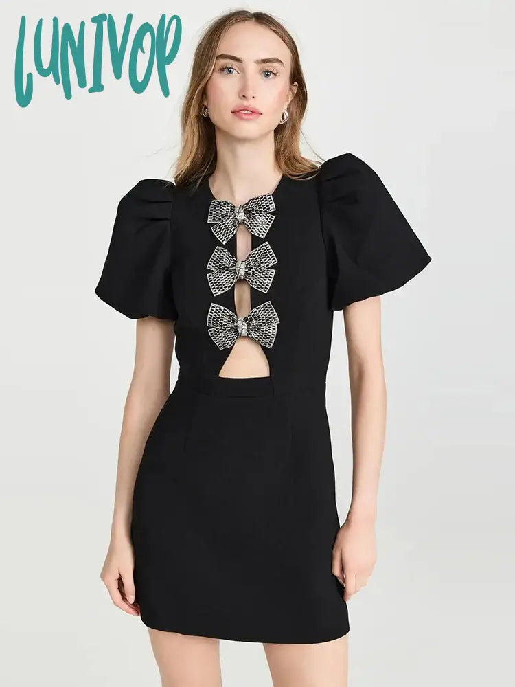 Lunivop New Sexy Women Elegant Short Sleeve Round Neck Bow Hollow Tight Mini Bandage Dress Birthday Party Dresses Vestidos Para Mujer Glittery Long Formal Lunivop New Sexy Women Elegant Short Sleeve Round Neck Bow Hollow Tight Mini Bandage Dress Birthday Party Dresses Vestidos Para Mujer Glittery Long Formal
