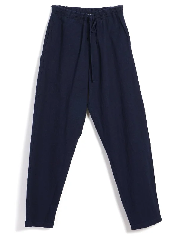 JACK | Casual Drawstring Pants | Waffle Indigo Formal Wide-Leg Pants
