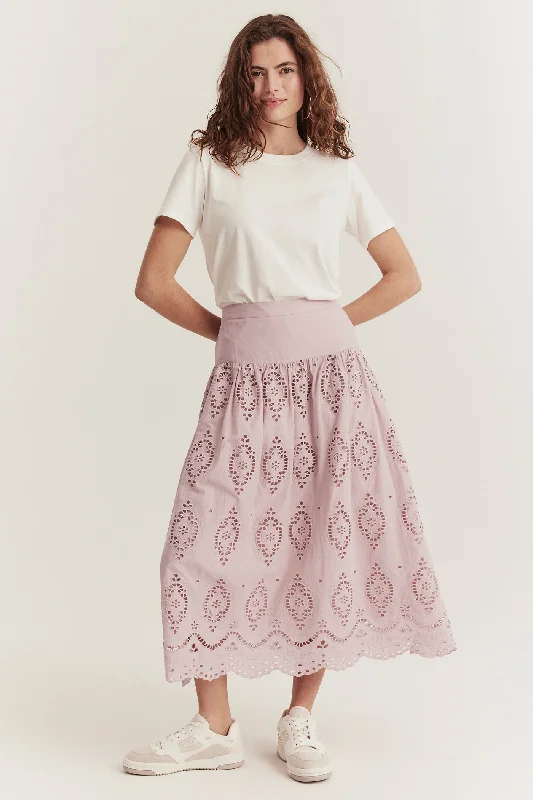 Women's pink embroidered skirt summer skirt style