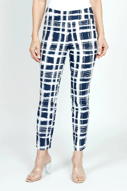 Holland Ave Brushed Grids Ankle Pant Relaxed Fit Trousers