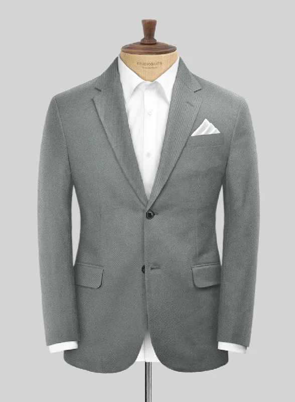 Scabal Gray Cotton Stretch Jacket Denim Jacket Leather Jacket Suede Jacket