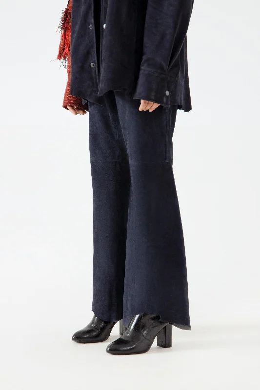 BLUE SUEDE PANTS Elegant High-Waist Pants
