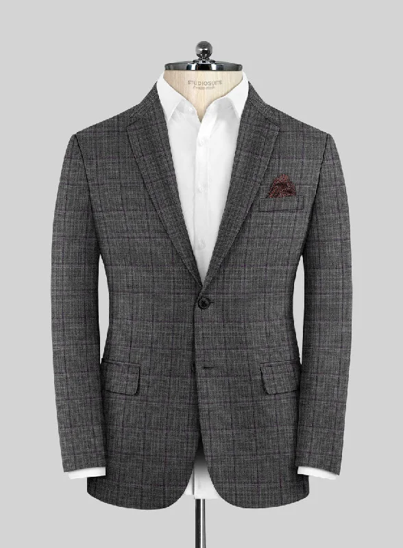Scabal Dark Gray Wool Jacket Welt Pockets Slit Pockets Flap Pockets