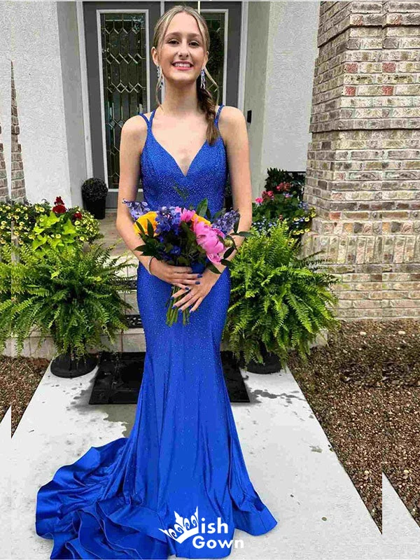 Gorgeous Blue V Neck Mermaid Long Party Dress Prom Dresses with Trailing,WGP1010 Sequined Elegant Party Gorgeous Blue V Neck Mermaid Long Party Dress Prom Dresses with Trailing,WGP1010 Sequined Elegant Party
