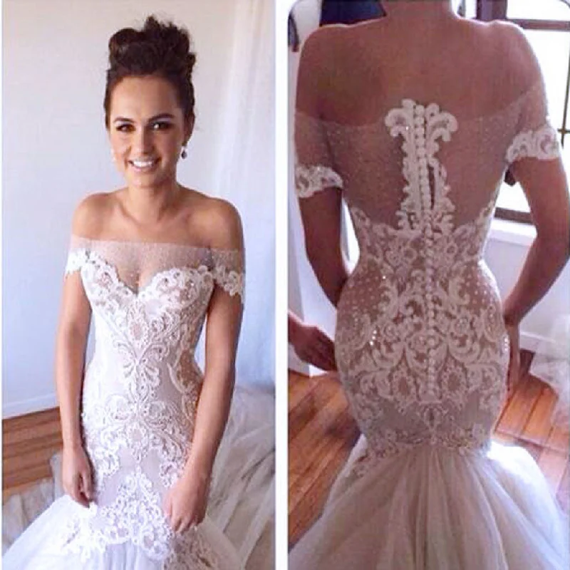 High Quality Off Shoulder Sexy See Through Mermaid Lace Wedding Party Dresses, WD0061 Tunics Corduroy durable High Quality Off Shoulder Sexy See Through Mermaid Lace Wedding Party Dresses, WD0061 Tunics Corduroy durable