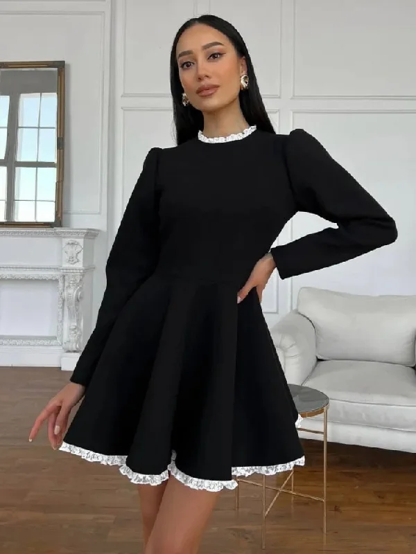 Cinessd Nye Ouyfit Black Lace Mini Dress For Women Fashion Patchwork High Waist Elegant Vintage Dress Summer Patchwork Party Dress Gown 2024 Shift Classic Vintage Cinessd Nye Ouyfit Black Lace Mini Dress For Women Fashion Patchwork High Waist Elegant Vintage Dress Summer Patchwork Party Dress Gown 2024 Shift Classic Vintage