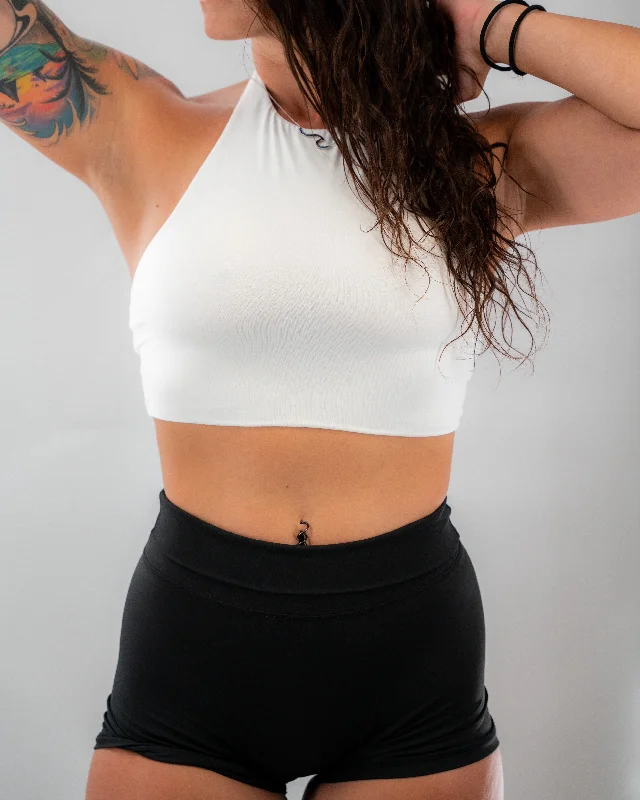 Salty Savage Ladies Backless Halter Crop Tank scoop neck tank