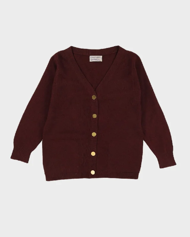 Vintage 1960s Ballantyne Burgundy Cashmere Cardigan - S Fleece Fabric Down Fabric Feather Fabric