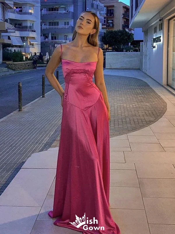 Elegant Spaghetti Straps Straight Neck A-line Long Party Dress Prom Dresses ,WGP1021 Tunics Sophisticated sleek