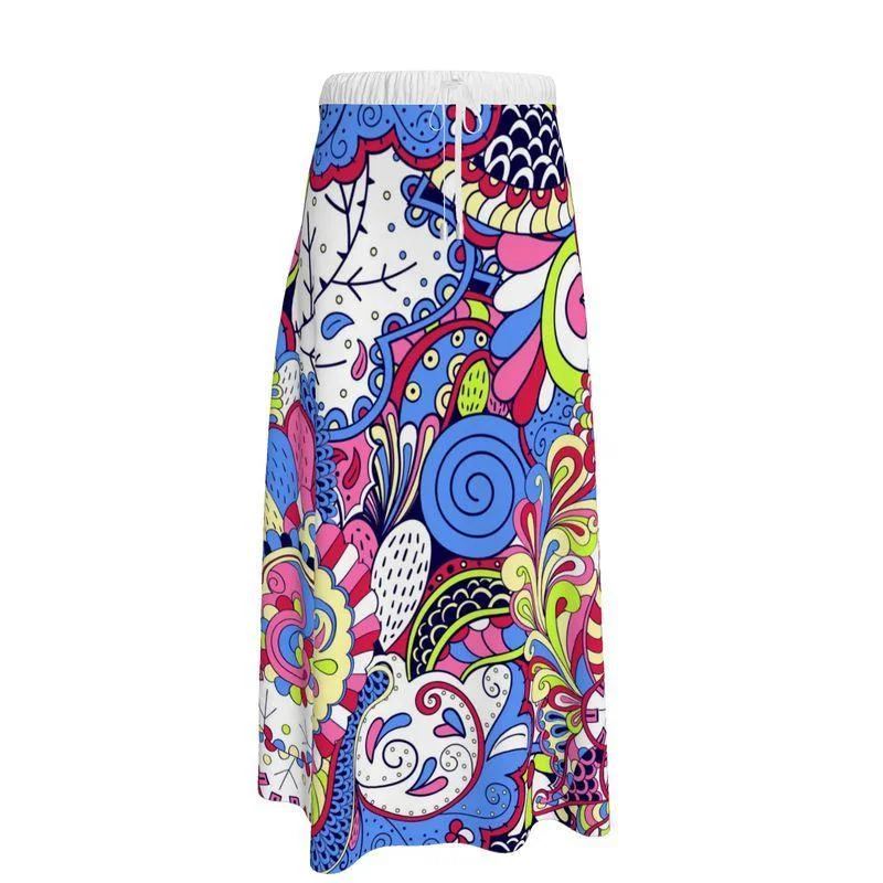 Sechia Elastic Waist Tie Maxi Skirt patchwork skirt art