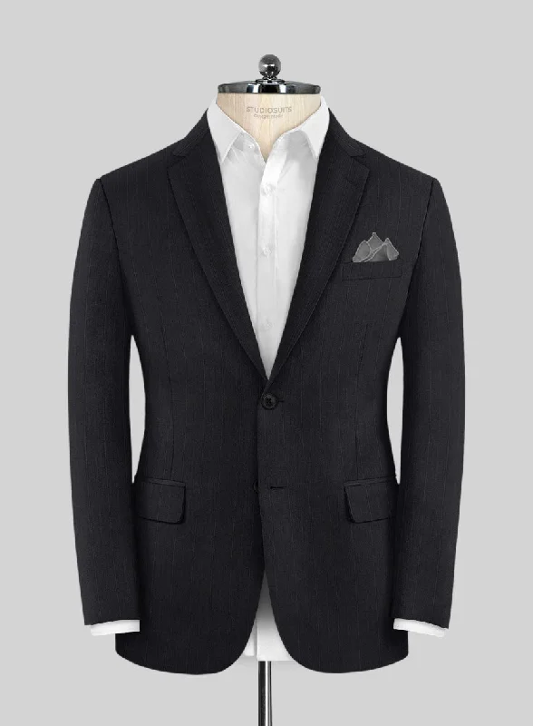 Scabal Cosmopolitan Stripe Gosti Blue Wool Jacket Cotton Jacket Linen Jacket Terry Jacket