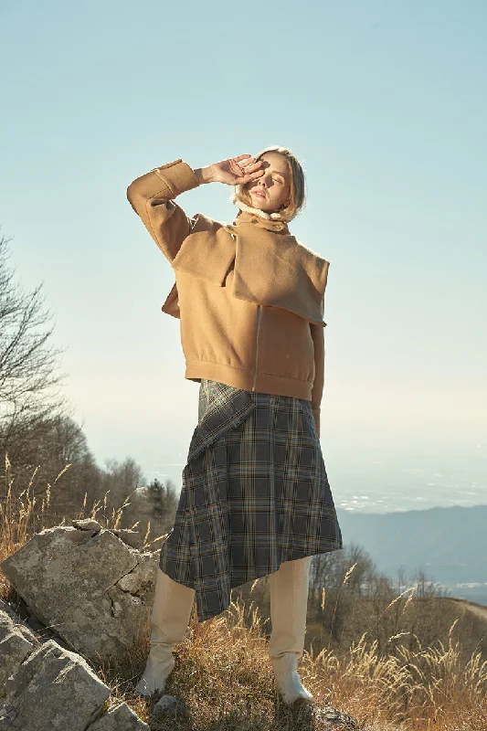 Fringe Check Skirt cashmere skirt rich