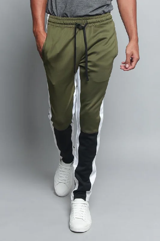 Men's Color Blocked Track Pants Elegant Silk Pants