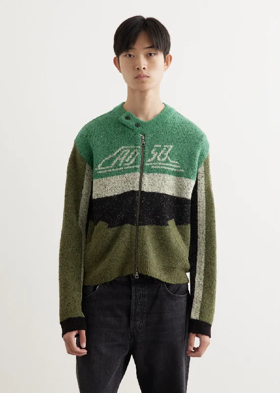 Motorcycle Logo Cardigan Fitted Loose Oversized