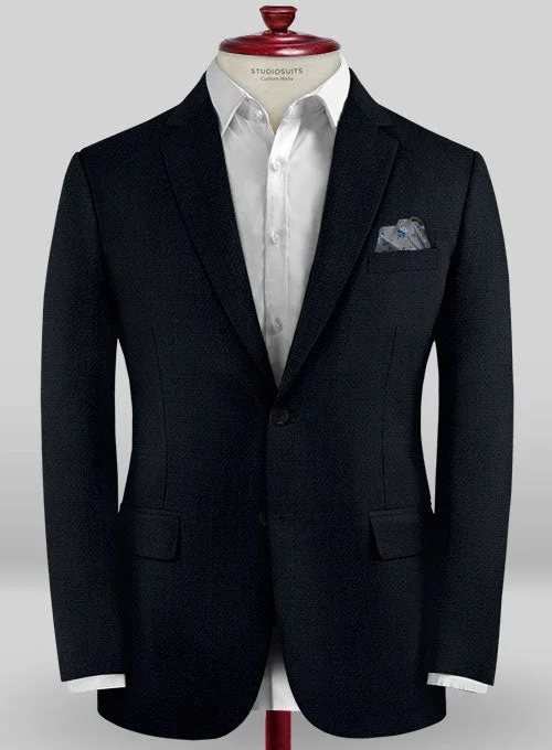 Scabal Taormina Abella Hopsack Blue Wool Jacket Denim Jacket Leather Jacket Suede Jacket