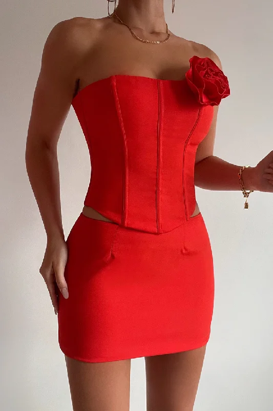 ROMY MINI SKIRT - RED silk skirt elegant