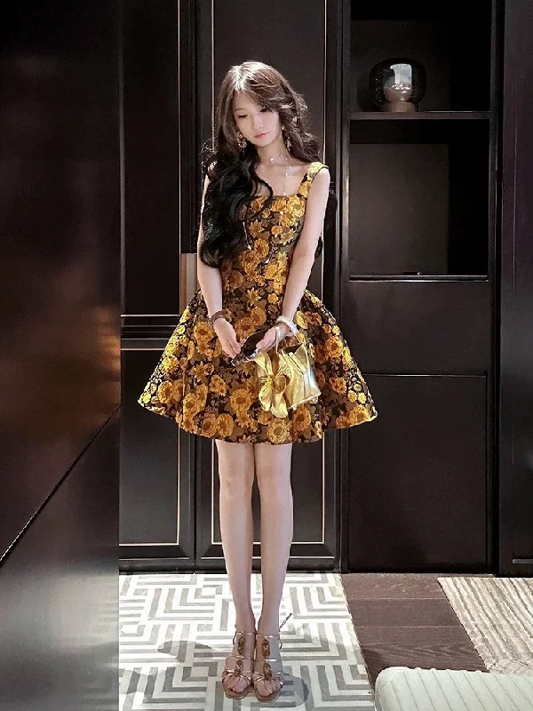 Cifeeo-back to school outfits 16th Birthday Ball Gown Straps Yellow Floral Homecoming Dresses Satin Short Mini Party Dress C2680 Tunics Review highly Cifeeo-back to school outfits 16th Birthday Ball Gown Straps Yellow Floral Homecoming Dresses Satin Short Mini Party Dress C2680 Tunics Review highly