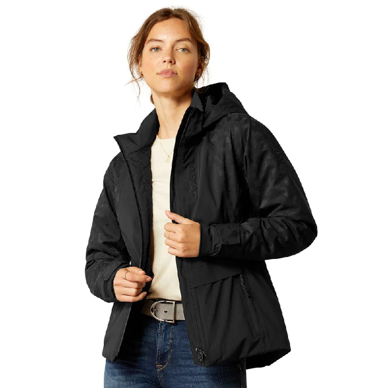 10052658 Ariat Women's Valor 2.0 Waterproof Jacket - Black/Camo Cotton Jacket Linen Jacket Terry Jacket