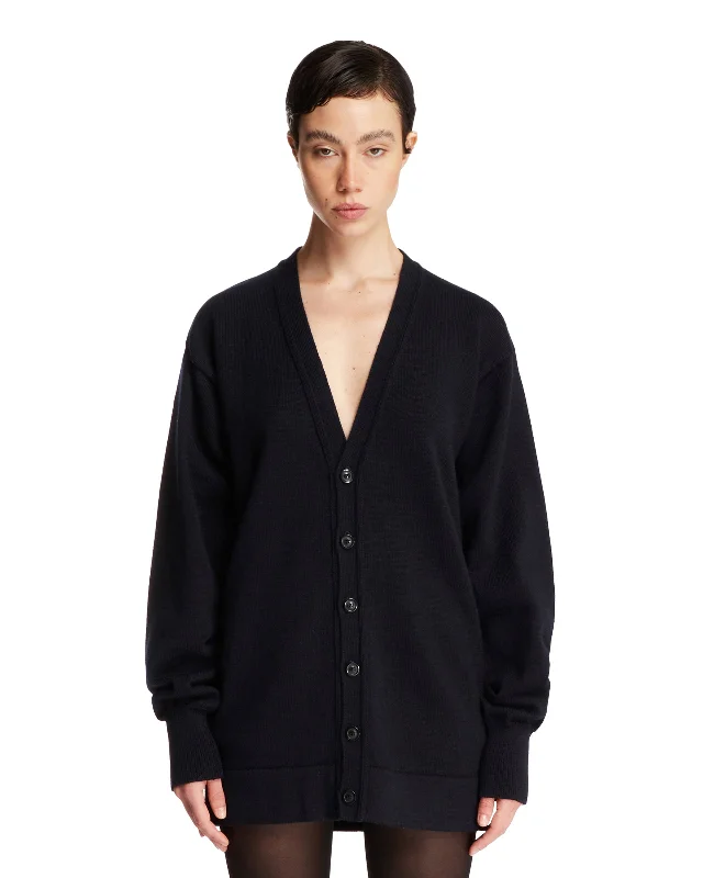 Cardigan Con Scollo A V Blu Modern Contemporary chic