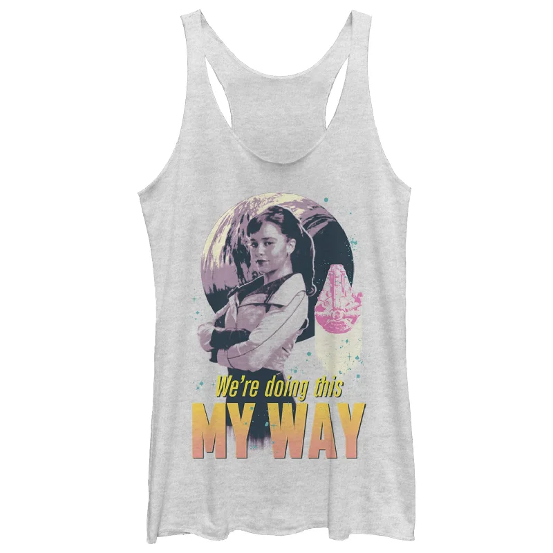 Women's Solo: A Star Wars Story Qi'ra My Way Ship Racerback Tank Top metallic tank top