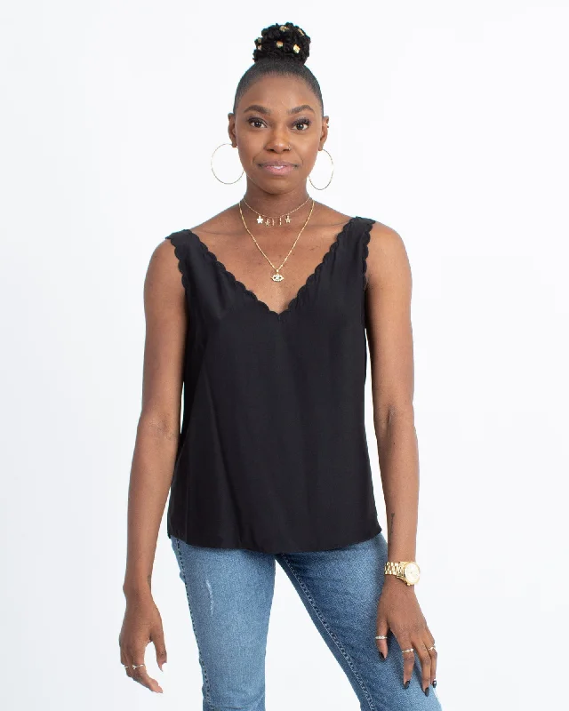 Black "La Chemise" Silk Tank chic tank top