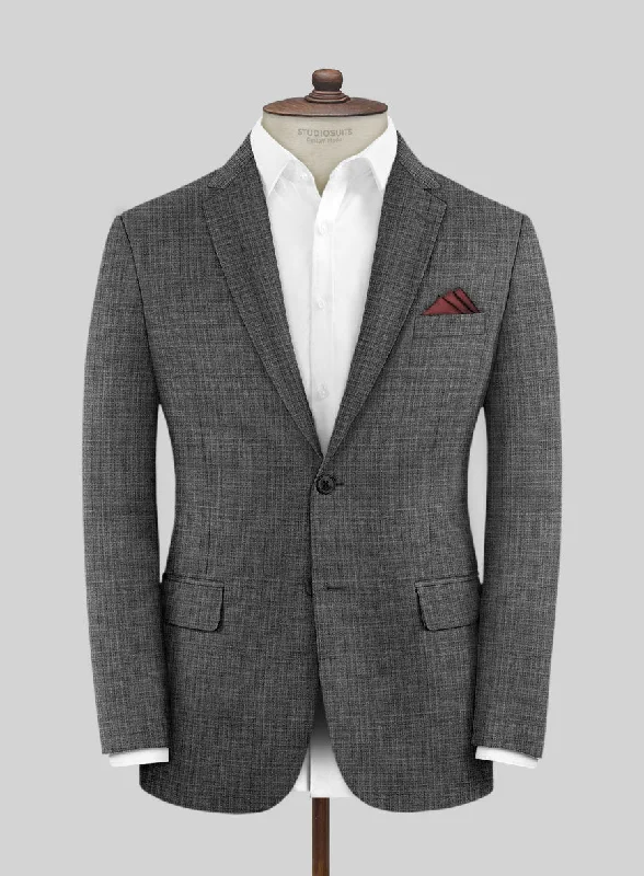 Scabal Slate Gray Wool Jacket Denim Fabric Leather Fabric Suede Fabric