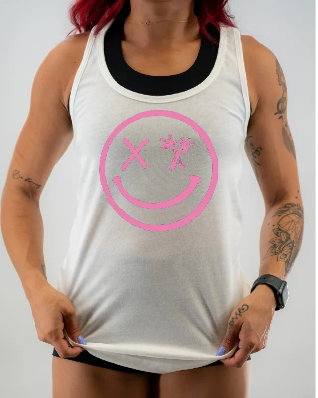 Ladies "Spliced Smile" Racerback Tank | Breast Cancer Awareness Edition one shoulder tank