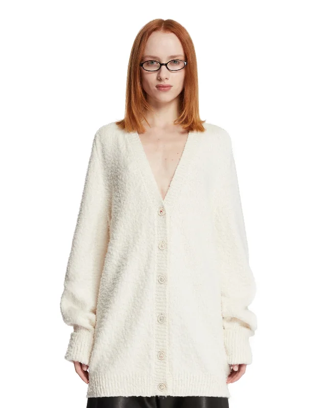 Cardigan Oversize Bianco Lightweight Heavyweight Midweight