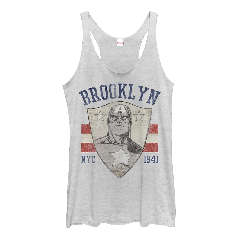 Women's Marvel Captain America Brooklyn NYC Shield Racerback Tank Top workout tank top