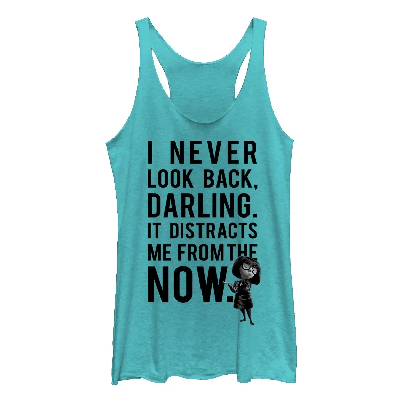 Women's The Incredibles Edna Mode Never Look Back Racerback Tank Top sheer tank top