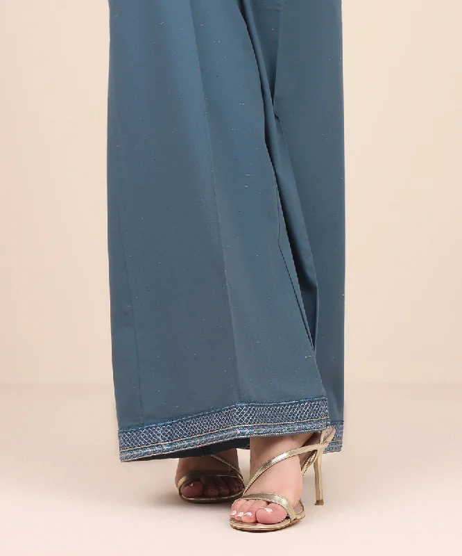 Embroidered Multi Neps Flared Pants Classic Bootcut Trousers