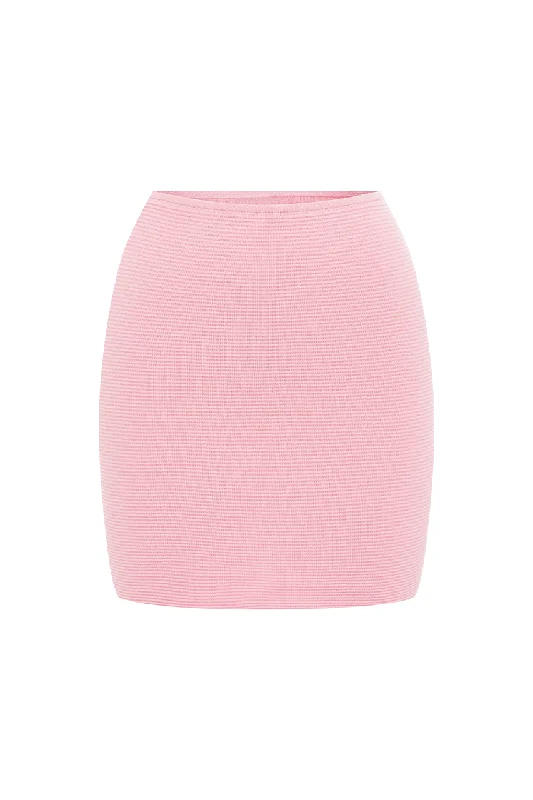 THE KNIT MINI SKIRT - PINK wool skirt thick