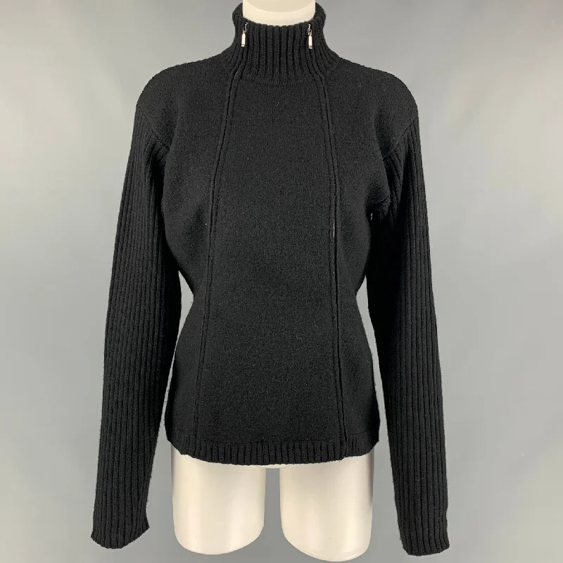 PPFM Size M Black Cardigan - Womens Print Jacquard Patchwork