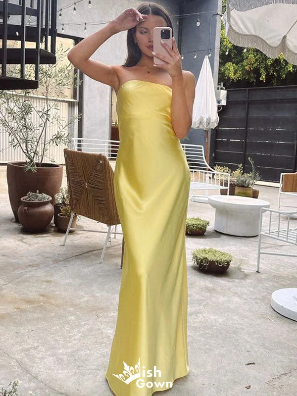 Elegant Yellow Strapless Sheath Long Party Dress Prom Dresses,WGP993 Tunics Chic elegant Elegant Yellow Strapless Sheath Long Party Dress Prom Dresses,WGP993 Tunics Chic elegant