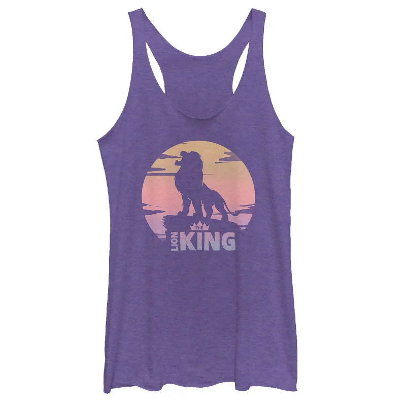 Women's Lion King Sunset Pride Rock Pose Racerback Tank Top low neck tank
