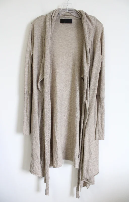 M&C Long Beige Wrap Cardigan | S Wool Cardigan Cotton Cardigan Cashmere Cardigan