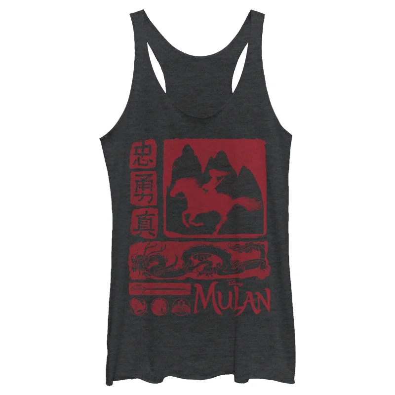 Women's Mulan Watercolor Scrolls Racerback Tank Top summer tank top