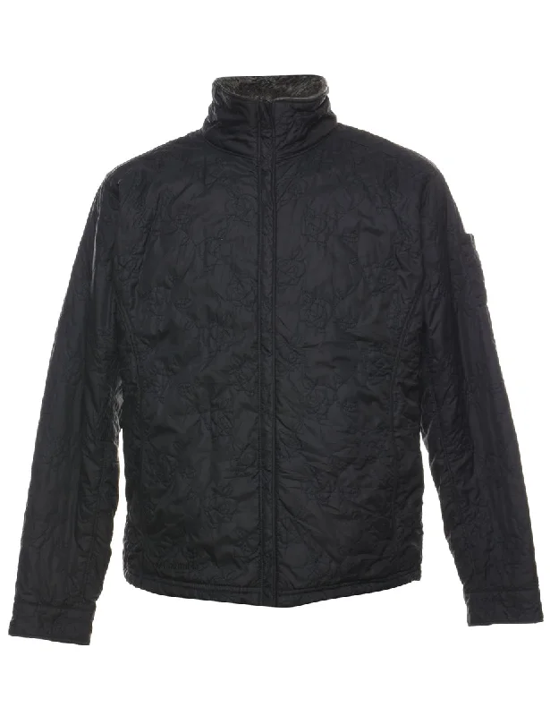 Columbia Embroidered Black Zip-Front Puffer Jacket - L Jersey Jacket Tulle Jacket Batik Jacket