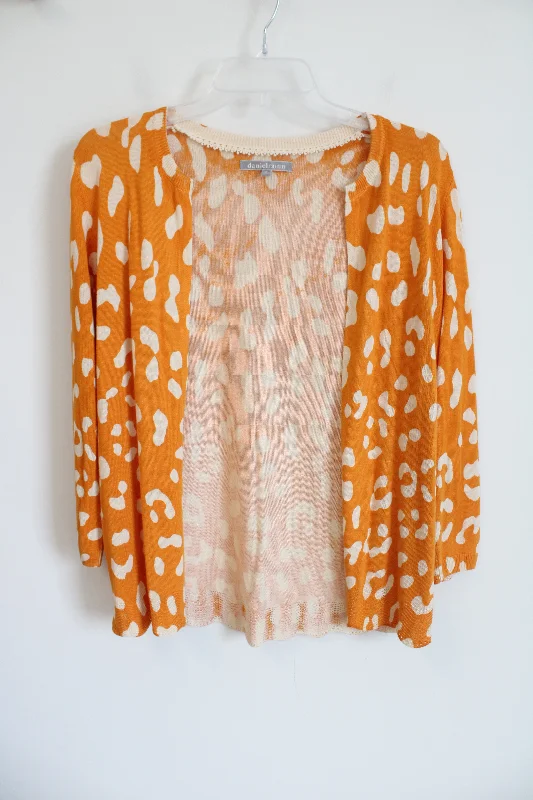 Daniel Rainn Yellow Spotted Knit Cardigan | XS Asymmetrical,ymmetric Pencil Cardigan