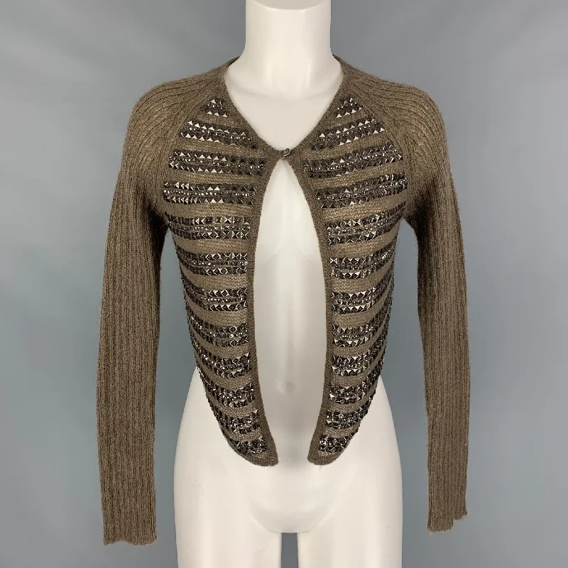 DAY BIRGER ex MIKKELSEN Size XS Brown Silver Acrylic Blend Cardigan Wool Fabric Cashmere Fabric Tweed Fabric