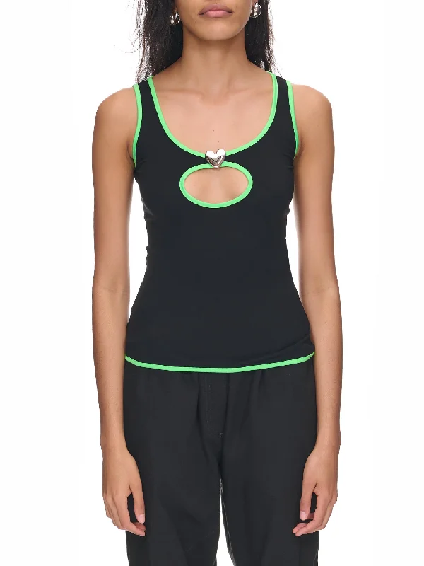 Heart Hole Tank (BWAD047-JER001-1054-BLACK-GREE) open back tank