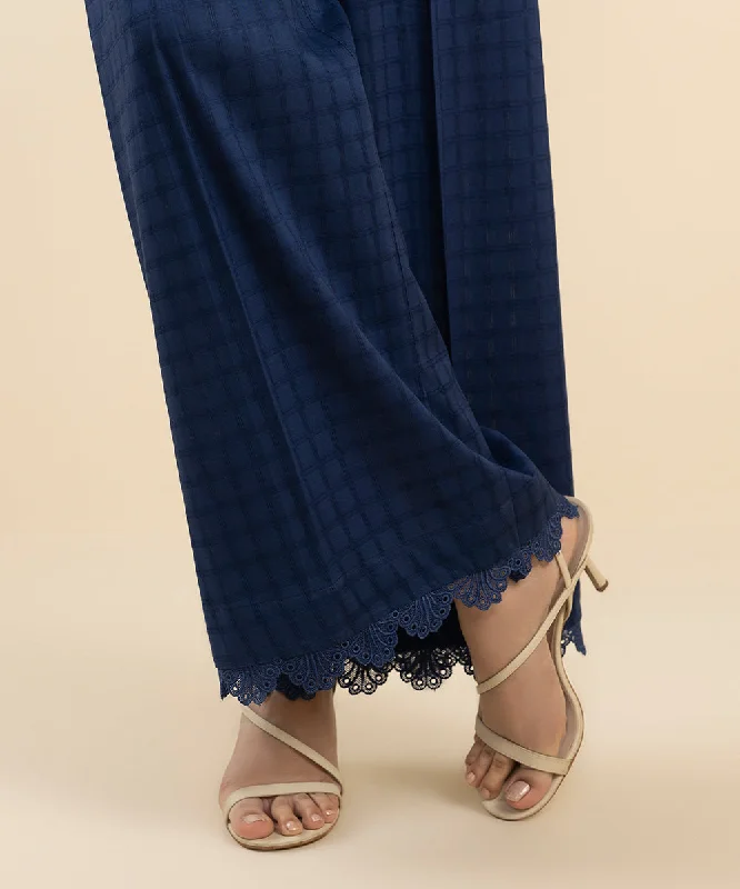 Embroidered Cotton Flared Pants Fashionable Tapered Leg Pants