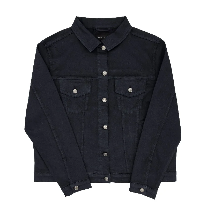 Brave Soul Bloom Twill Jacket - Navy Denim Jacket Leather Jacket Suede Jacket