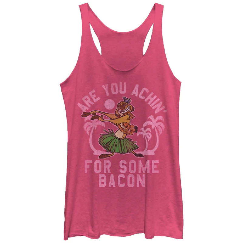 Women's Lion King Timon Achin' for Bacon Racerback Tank Top lemon yellow tank