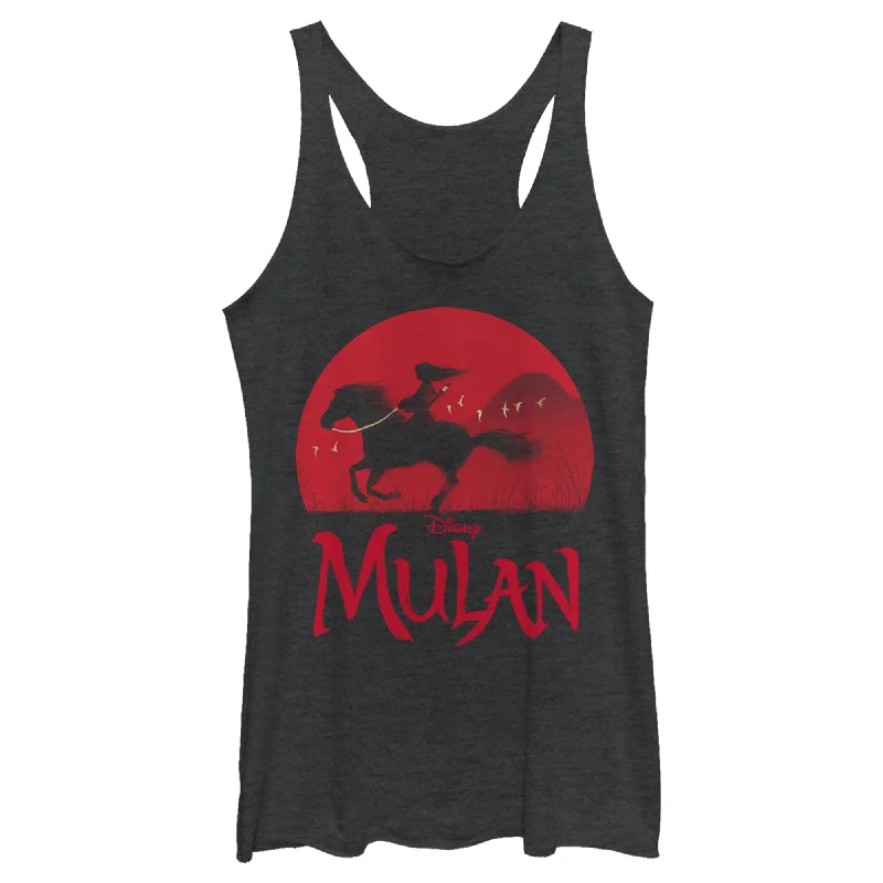 Women's Mulan Sunset Silhouette Racerback Tank Top rhinestone tank top