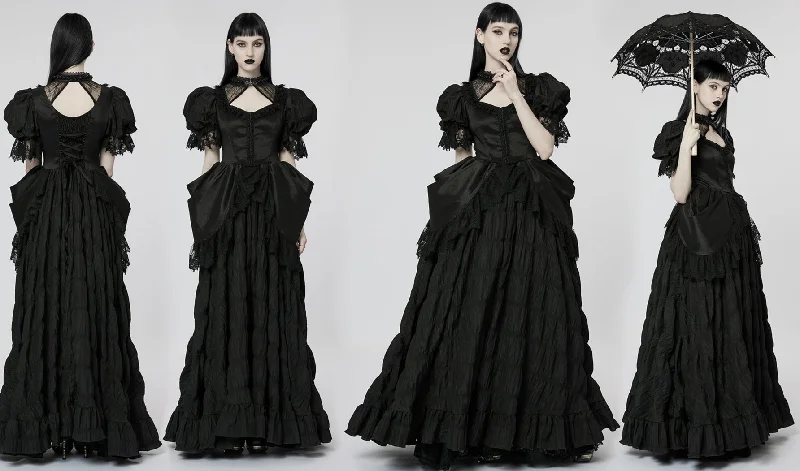 Goth Victorian Gorgeous Lace Evening Party Dress Bubble Sleeves Wedding Ball Gown Tunics Vintage classic Goth Victorian Gorgeous Lace Evening Party Dress Bubble Sleeves Wedding Ball Gown Tunics Vintage classic