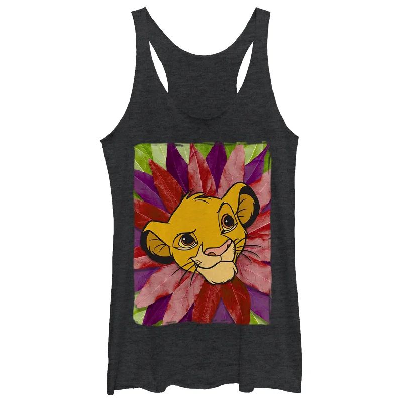 Women's Lion King Simba Leaf Mane Racerback Tank Top turquoise tank top