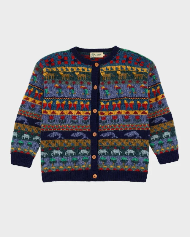 L.L. Bean Blue Knitted Cardigan - M Sequined Glittery Shiny