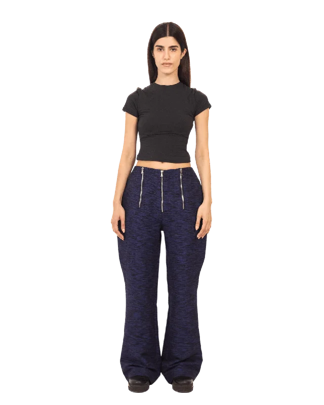 BLUE KHADDAR ZIPPER PANTS Cozy Fitted Pants