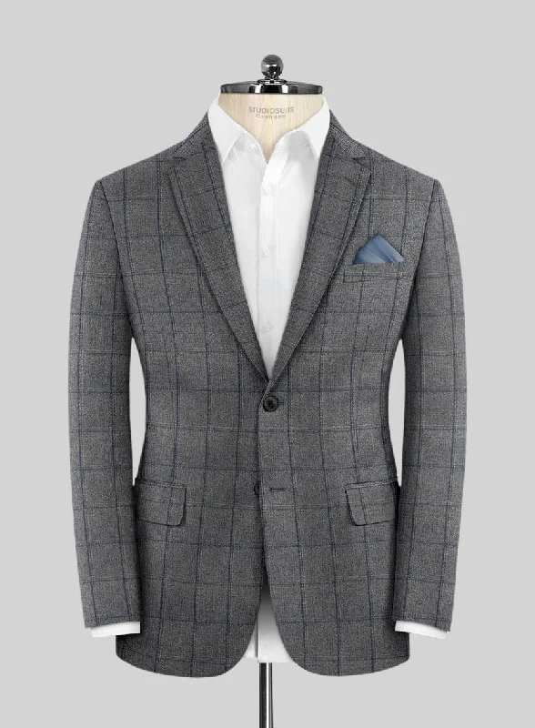 Scabal Tornado Windowpane Gray Wool Jacket Herringbone Jacket Houndstooth Jacket Plaid Jacket